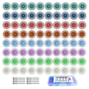 회전 도구용 3mm 생크가 있는 88pcs 1 방사형 브리스틀 디스크 키트 보석 목재 금속 연마용 세부 연마 휠