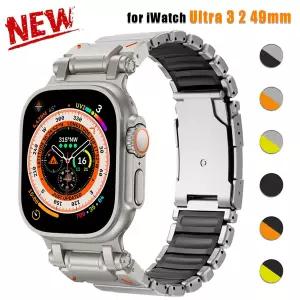 호환   워치 시리즈 11 10 9 8 7 6 5 4 se 울트라 3 2 1용 티타늄 밴드 메탈 러버 스트랩 iWatch 49mm 46mm