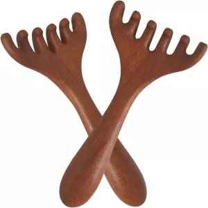 iunxkmi 우드 두피 마사지기 2개 깊은 이완 및 스트레스 감소를 위한 헤드 빗 어버이날 선물용 마사지 도구