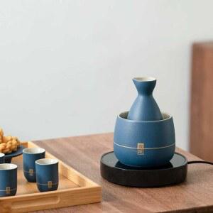 사케 도쿠리 세트 정종 다도 보온 워머 소주잔 도자기 와인 술잔 패키지 4컵