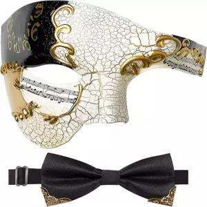 오페라의 유령 남성을 위한 인크레데코르 가면극 하프 페이스 마스크 보우티 할로윈 파티를 베네치아 가면
