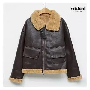 위시드 하이넥 버클 양털 레더 무스탕 자켓 (WIACJK007) 669299