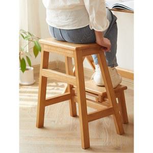 스텝 스툴 주방 로그 의자 발받침 원목 보조의자 플립 간이스툴 보조 협탁 나무 거실 2단