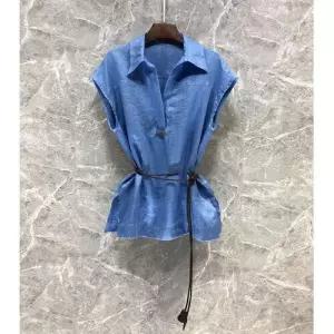 EAMT 여자 가을 럭셔리 린넨 나시 민소매 슬림핏 터틀넥 셔츠 YJ3