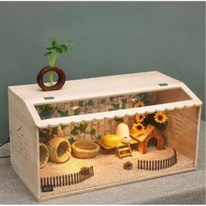 원목 햄스터 하우스 우드 골든 원목하우스 인큐베이터 조명 기니피그 리빙 놀이터