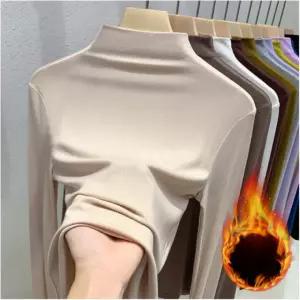 모크넥 반폴라 신축성 기본티 여성 이너웨어 데일리 폴라티