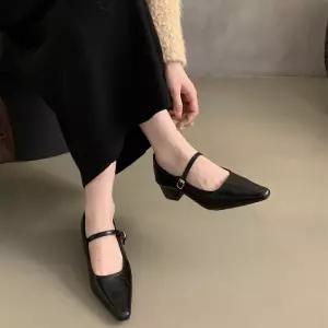 스파이더맨 여성용 프렌치 통굽 하이힐 봄가을 구두 단화 슈즈 OPH1