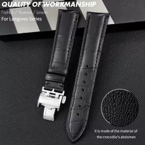 호환  악어 가죽 미국산 앨리게이터 가죽 16mm 18mm 19mm 20mm 21mm 22mm 론진 마스터 L2 L3 L4 L5 시계 스