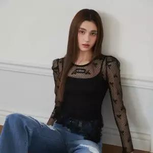 에고이스트 BLUE LABEL 리본 모티브 메쉬 언발 티셔츠 ES2OTL02 990147