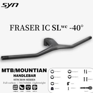 프레이저 IC SL WC 740MM X 60/70/80/90/100mm -40 ° 풀 카본 파이버 일체형 MTB 핸들바 자전거 액세서리