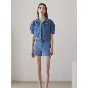 [] [66사이즈특가] [에고이스트]자수 포인트 퍼프 하프슬리브 데님 점퍼 EN2DZ660 674954