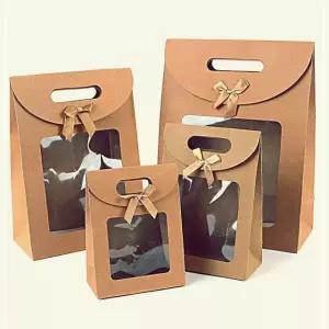 손잡이 상자 X10개 대형 선물백 투명창 포장 크라프트 BWB6A27E