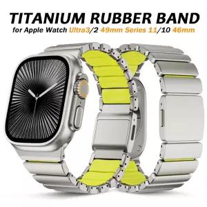 호환   워치 밴드 울트라 32 49mm 남성용 티타늄 스트랩 고무 팔찌 IWatch 시리즈 11 10 9 8 7 6 5 4 SE3 4