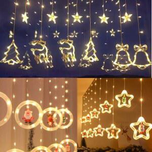 크리스마스 창문 커튼식 카페창문 인테리어 LED조명 무드등 꾸미기 트리장식 유령 데코장식