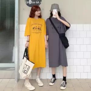 박시 루즈핏 빅사이즈 여성 반팔 원피스 (8402521A)