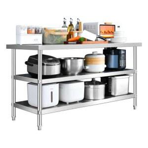 스텐 간이조리대 작업 키친 베이킹 120x40x80cm 선반 렌지대 식당 작업대