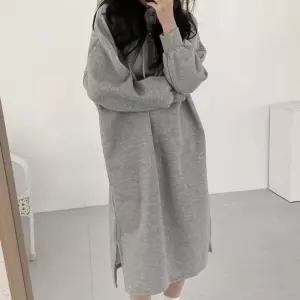 무지 여성 후드 원피스 캐주얼 여자 기모 롱