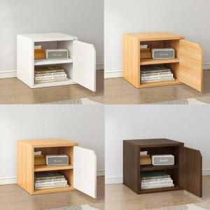 문있는책장 정사각형 거실장 수납 보관 선반 슬라이딩책장 큐리오 문있는 원목 미니 수납장