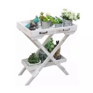 베란다 인테리어 원목 빈티지 화분정리대 화분받침대 거치대 선반 2단 다육