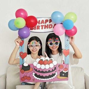 생일포토프레임장식기념액자사진촬영파티룸포토존 케이크 생일 카드 재료 프레임 종이 사진