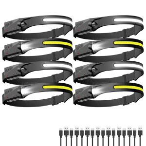 AXRUNZE 헤드램프 충전식 8팩 230 와이드 모드 캠핑용 헤드 LED 손전등 방수 하이킹 5가지 램프 야외 밝음 매우 헤드라이트 러닝