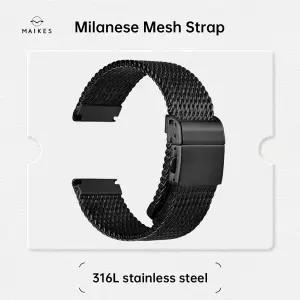 호환  럭셔리 브러시드 PVD 블랙 시계 밴드 316L 스테인레스 스틸 밀라노 메쉬 시계 스트랩 IWC 오메가