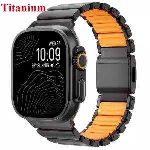 호환   워치 울트라 321 49mm S11 46mm용 티타늄실리콘 스트랩 럭셔리 마그네틱 밴드 iWatch 10 9 8 SE 3 4