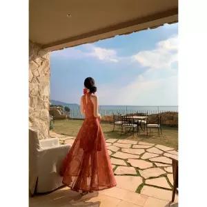 스파이더맨 원피스 빨강 망사 빈티지 여름 여성용 프린트 홀터넥 나시 스판 민소매 OPH1