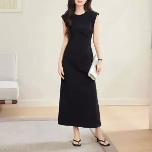 스파이더맨 여사친 스커트 원피스 블랙 봄 빈티지 이른 나시 프렌치 스몰 라운드 헵번느낌 민소매 OPH1