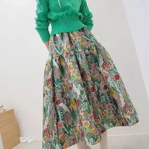 [하프클럽/]로잘 자카드 티어드 맥시 스커트