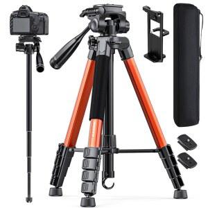 캠보포토 73인치 카메라 삼각대 고프로 미러리스 DSLR 홀더 스탠드 여행 모노포드 오렌지 휴대폰 캠코더 번트 가방 전문가용 알루미늄 카메라용 포함