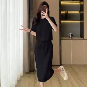 EAMT 트레이닝 세트 소프트 에어 반팔 상의+스커트 여사친 면 캐주얼 투피스 YJ1