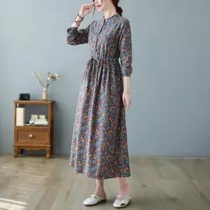 스트레인지 원피스 여사친 하프 가을 데일리룩 플라워 복고 프린트 스트랩 슬림핏 KUK3