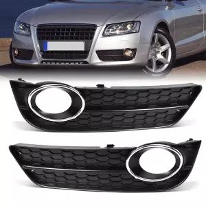 호환  자동차 앞 범퍼 안개등 램프 그릴 아우디 A5 2008 2009 2010 2011 2012 그릴 커버 블랙 8T0807681 8T