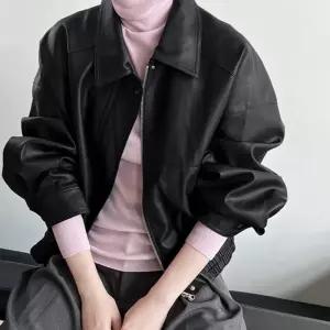 와칸다 여성 여친 자켓 가죽 숏 코트 가을 루즈핏 PU 라이더 KKE3