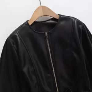 와칸다 여성 여친 자켓 가죽 봄 스트리트 코디 벨트 라이크 코트 KKE1