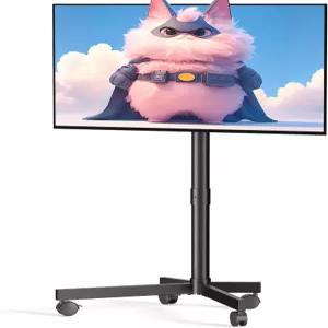 모바일 TV 카트 롤링 스탠드 23-60인치 LCD LED OLED 평면 곡면 스크린 최대 88파운드 높이 조절식 휴대용