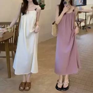 여성 소프트 무드 슬리브리스 롱 원피스 LED-250142