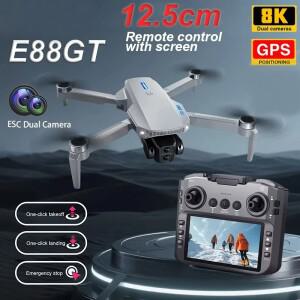 2026 E88GT 드론 8K 프로페셔널 HD 360 ° 듀얼 카메라 12.5cm 화면 원격 제어 브러시리스 모터 장애물 회