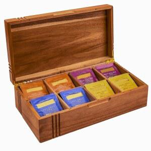 치크빌라 아카시아 우드 티백 정리함 골드 선물 박스 장식용 디자인 경첩 보관 톤 위한 - 칸과 있는 티 홈이 소포 8개의 및 패킷을 영감 설탕