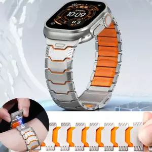 호환   명품 티타늄 메탈 팔찌 워치 시리즈 11 10 46mm 9 8 7 45mm SE 3 44mm 마그네틱 스트랩 아이워치 울