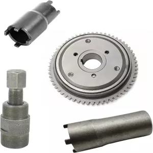 QISF 4PCS 스타터 클러치 키트 플라이휠 풀러 너트 + 잠금 스패너 도구 GY6 스쿠터 125cc 150cc 152QMI