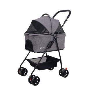 소형견 고양이 개 유모차 접이식 카트 분리형 바구니 경량 그레이 을 위한 조펫 반려동물
