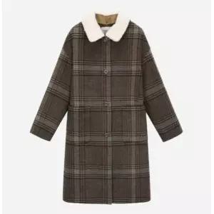 [백화점 정품] 써스데이아일랜드 털 카라 탈부착 체크 롱 코트 T258MCT237W