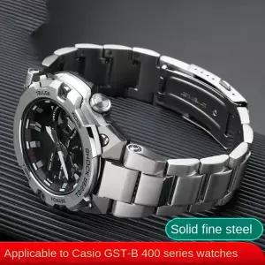 호환  카시오 G-SHOCK GST B400 스테인레스 스틸 시계 스트랩 팔찌 GST B400 금속 스트랩 시계 밴드 남성용
