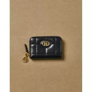 헤지스 HAZZYS WOMEN ACC [H20크링클] 블랙 퀼팅 가죽 지퍼 카드지갑 동전수납 HIHO6E755BK 133621