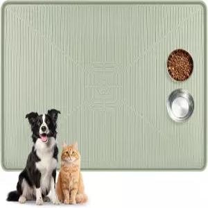 로뱅 반려견 사료 매트 가장자리가 올라간 45인치 x 30인치 실리콘 반려동물 및 물그릇 미끄럼 방지용