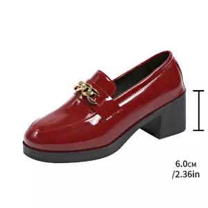 슬송렉샵 여친 힐 단화 라운드 빅사이즈 하이힐 에나멜 작업화 통굽 봄가을 키작녀 슈즈 꾹3