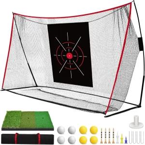 골프 연습용 네트 세트 뒷마당 드라이빙 리얼볼용 10x7피트 헤비 듀티 야외/실내용 트라이 터프 매트가