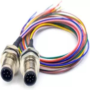 2Pcs M12 8핀 A 코드 남성 커넥터 케이블 IP67 방수 백 마운트 차폐되지 않은 직선 항공 소켓 전기 센서